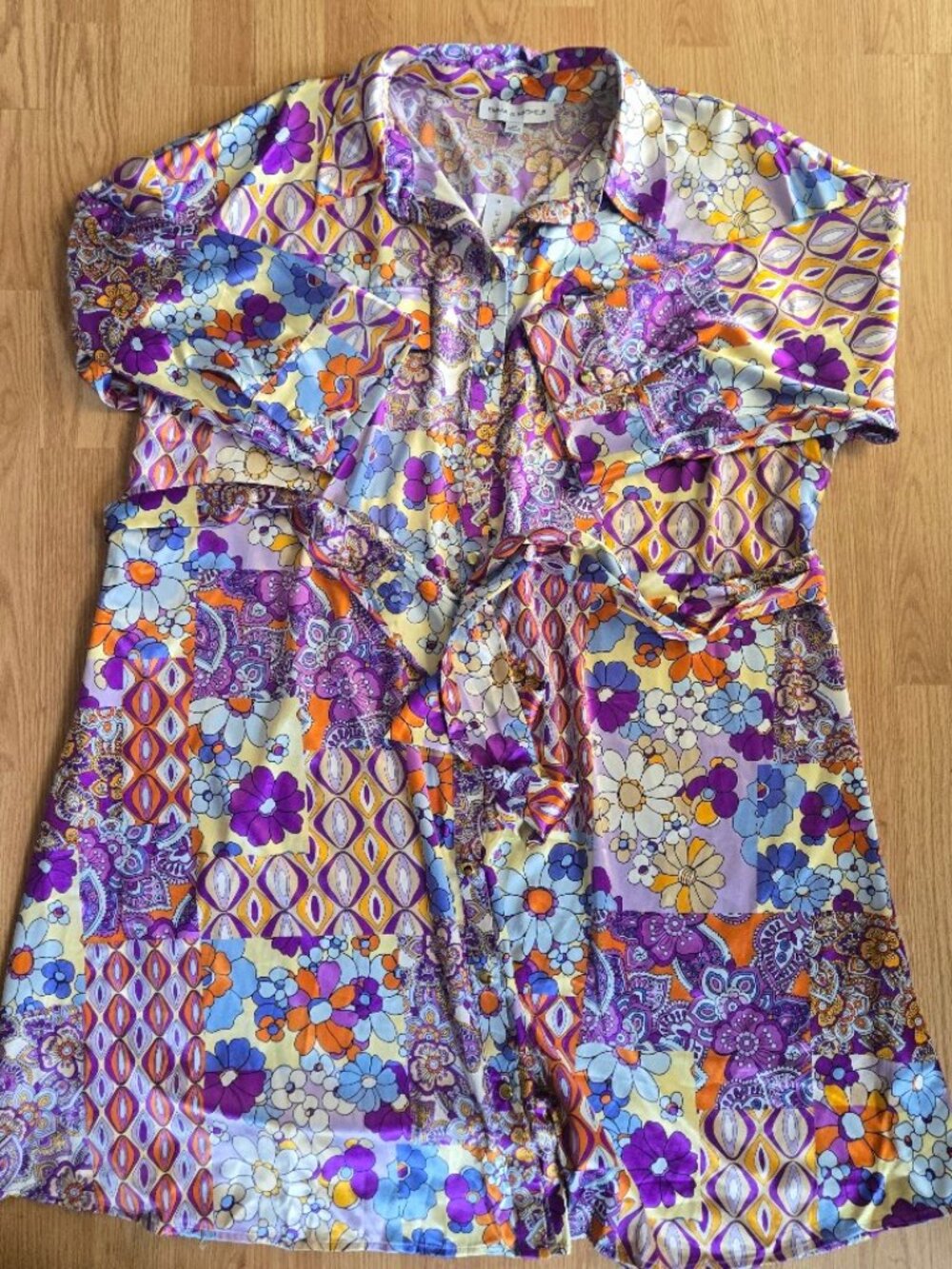 NWT Emma & Michele 3X Retro Floral Shirt Dress